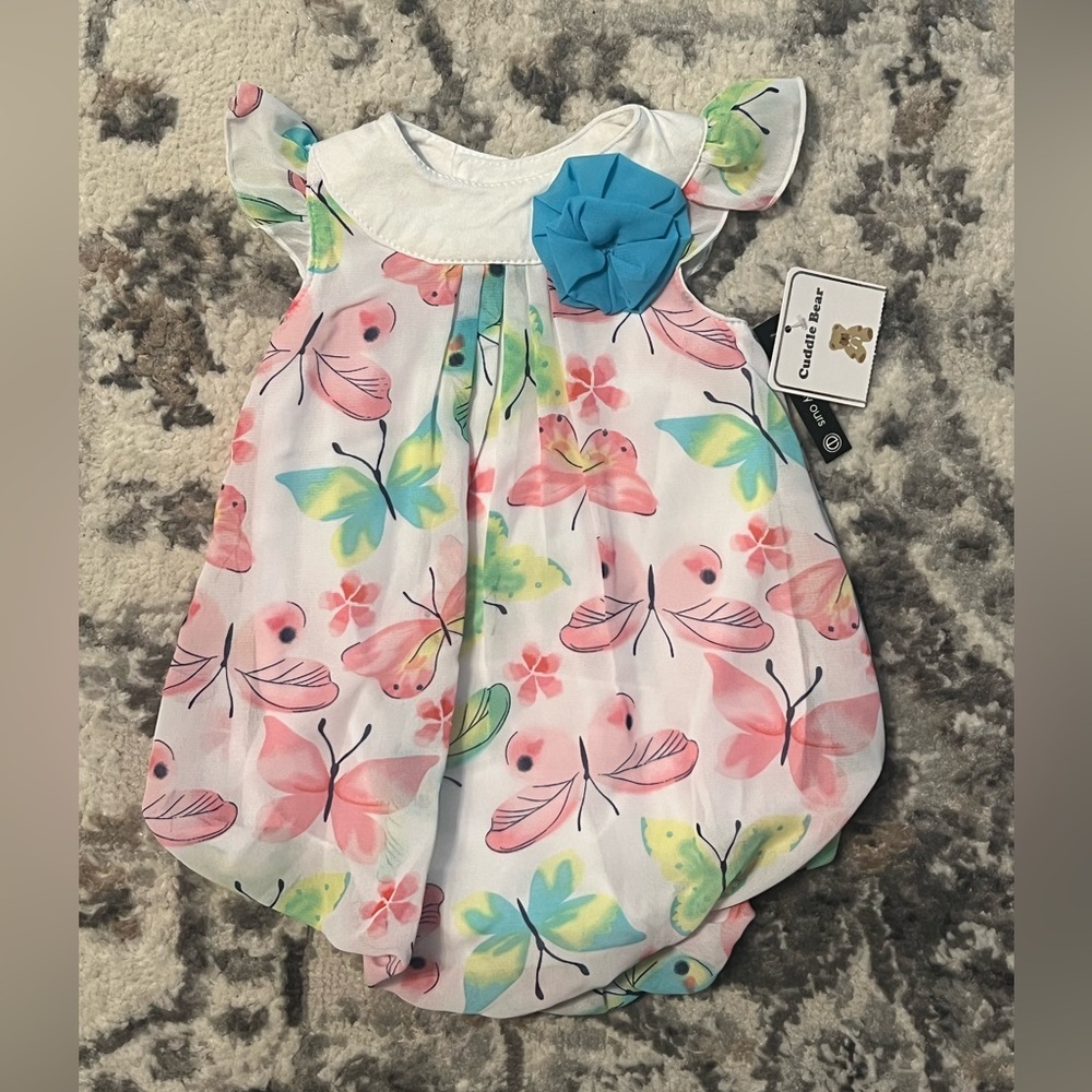 Cuddle Bear | Colorful Butterfly Romper Baby Girl Size 3m